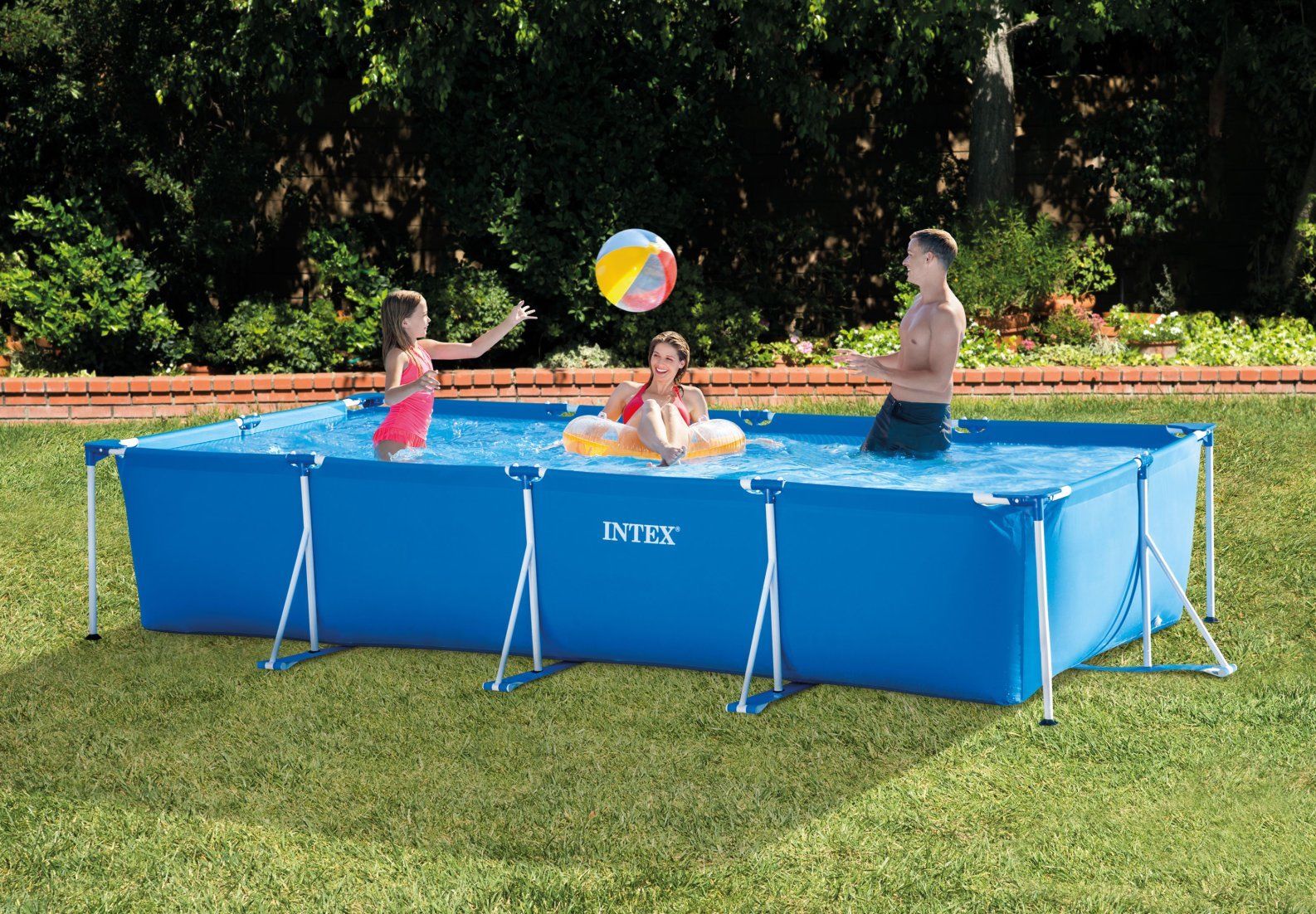 Intex 28273 4.5m x 2.2m x 84cm Rectangular Frame Outdoor Easy Assemble Backyard Above Ground Swimming Pool Regular