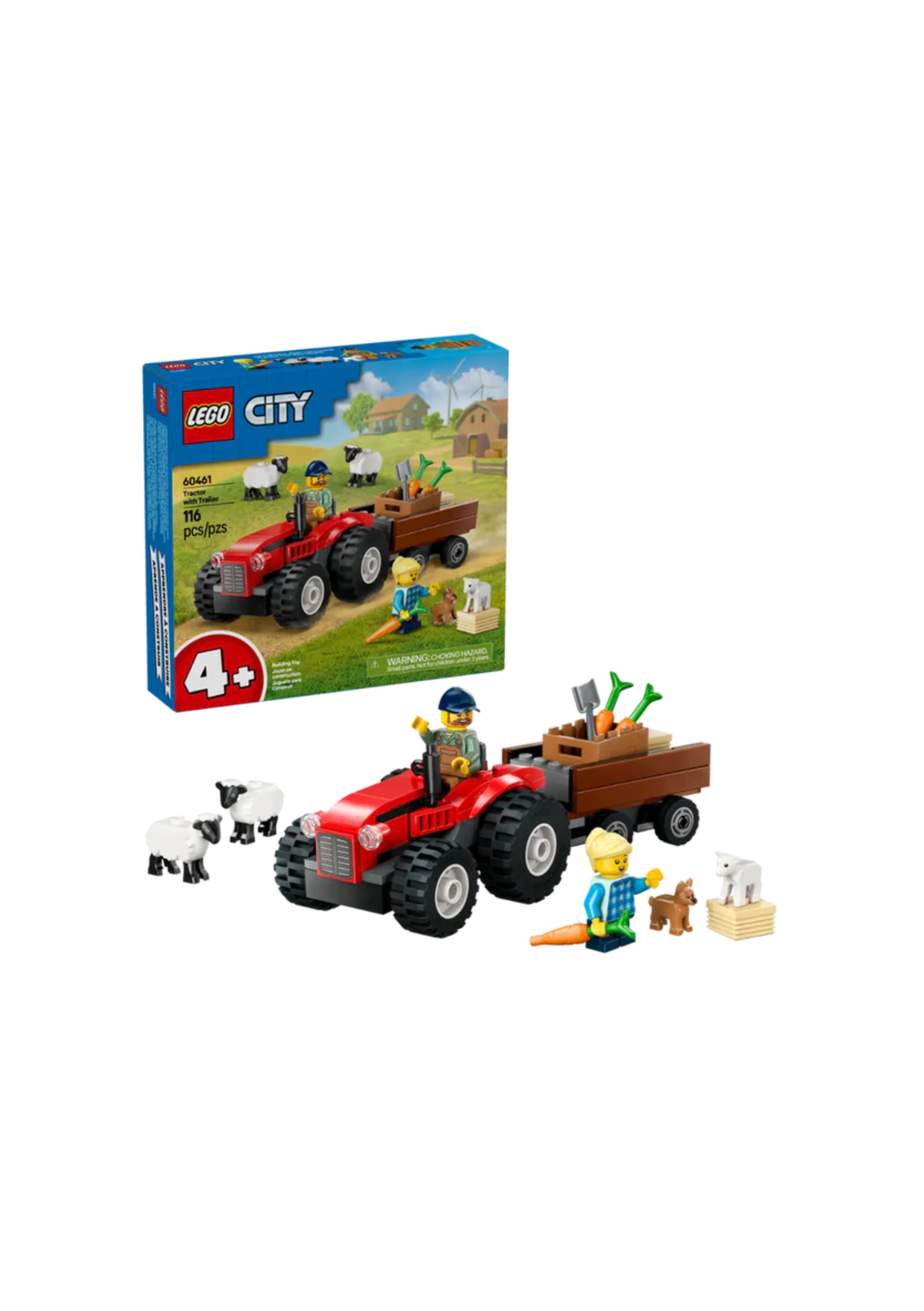 Lego 60461 City Red Farm Tractor With Trailer & Sheep (116 Pieces)
