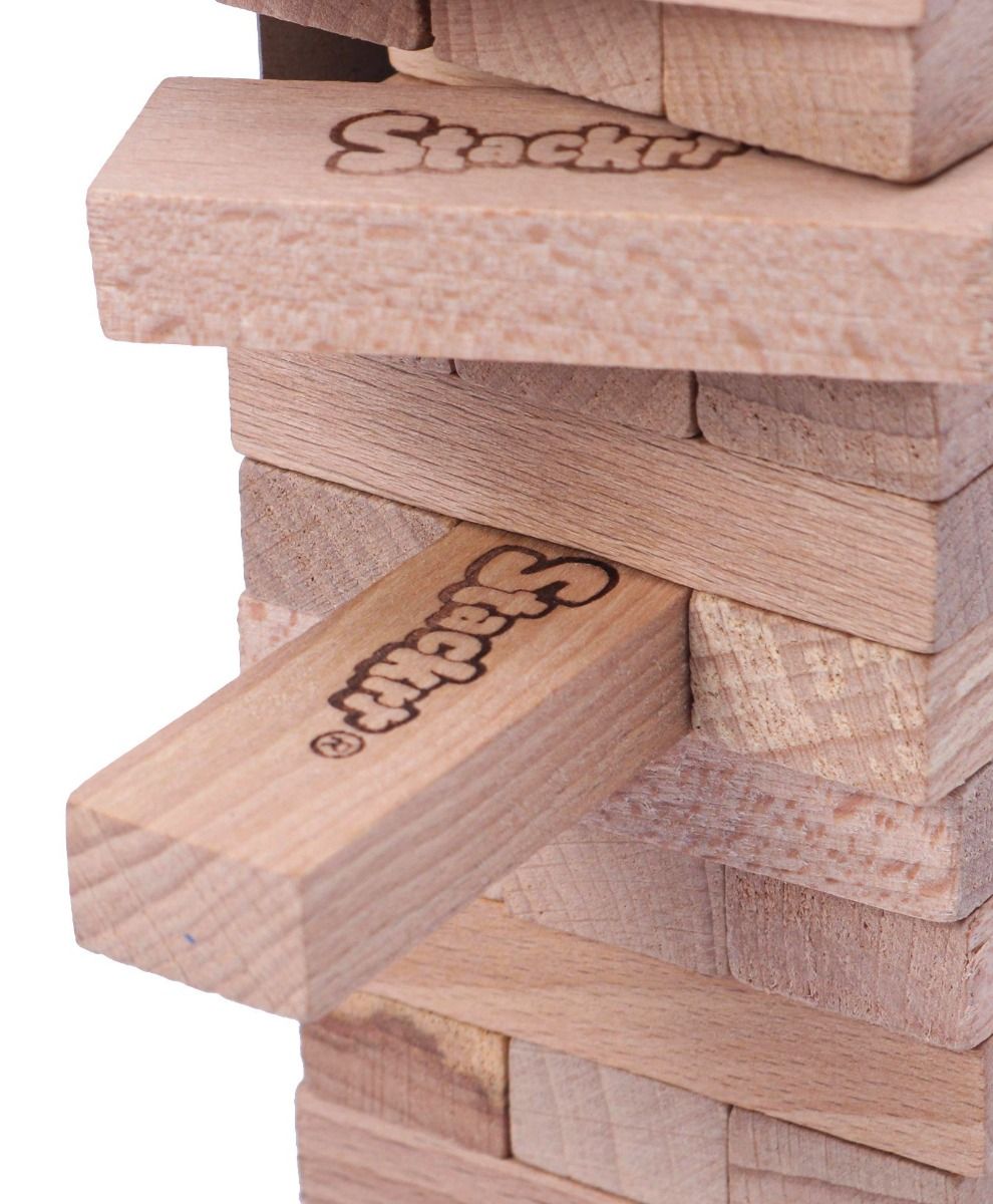 Skoodle Stackrr Mini Stacking Tumbling Tower Game with 39 Precision Wooden Blocks