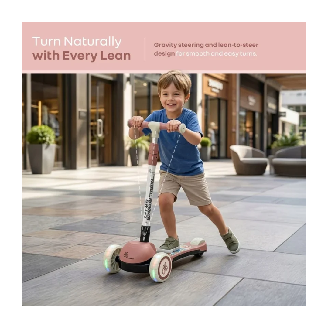 R for Rabbit Road Runner Swift Kids Kick Scooter with LED Wheels Dusty Rose – 3+ Years