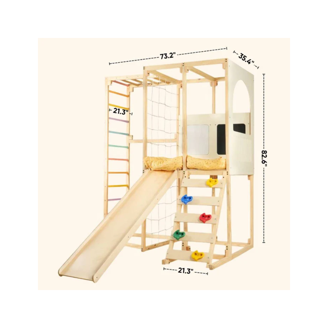 Curious Cub Wooden Playloft + Jungle Gym