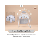 R for Rabbit Lullabies Plus Baby Cradle Auto Swing With Remote Control Grey