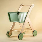 Playblox Shop 'N' Roll Wooden Shopping Trolley – Durable Pretend Play Grocery Cart for Toddlers, Easy Assembly Wooden Push Toy Set