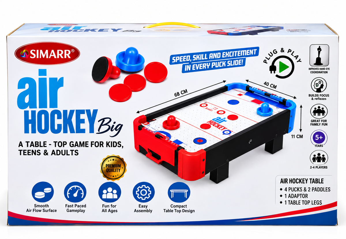 Simarr Air Hockey Big Tabletop Game | 68 × 43 × 16 cm | Plug & Play Air Hockey Set for Kids & Adults