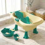 StarAndDaisy Aqua Nest Elevated Baby Bathtub with Support Seat & Bath Accessories – Green & Cream