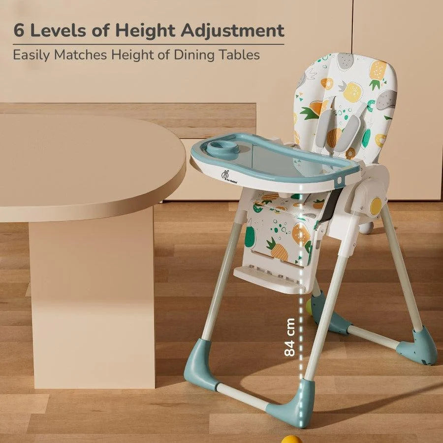 R for Rabbit Marshmallow Lite Baby High Chair with 6-Level Height Adjustment, 3 Recline Modes & 5-Point Safety Harness – Aqua Pine | 0 Months to 5 Years
