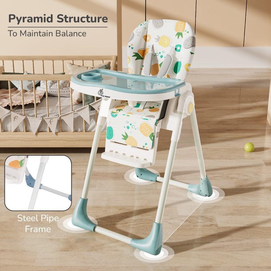 R for Rabbit Marshmallow Lite Baby High Chair with 6-Level Height Adjustment, 3 Recline Modes & 5-Point Safety Harness – Aqua Pine | 0 Months to 5 Years