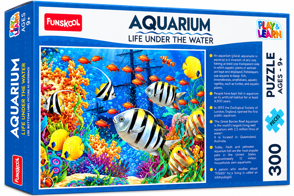 Funskool Aquarium 300 Pieces Jigsaw Puzzle | Life Under the Water Educational Puzzle for Kids Ages 9+