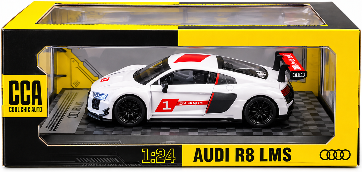 Audi R8 LMS 1:24 Scale Die-Cast Model Car | Racing Edition Collectible Car – White