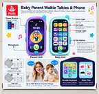 Hola 2-in-1 Baby Parent Walkie Talkies & Toy Phone for Kids Ages 1–6 Years