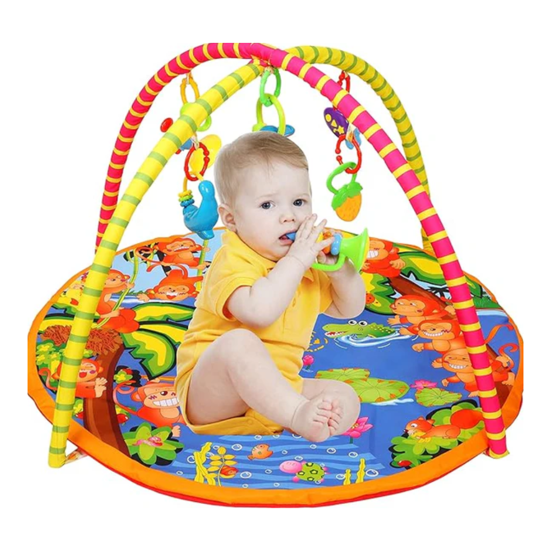 Balak My First Gym Baby Play Mat Activity PlayGym Foldable Laying Mat with Hanging Rattles, Washable Baby Play Mat Gym