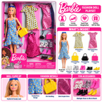 Barbie Fashion Doll with 3 Extra Dresses, Handbags & Shoes | Fashion Dress-Up Play Set for Kids 3+
