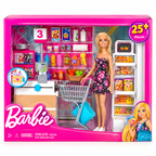 Barbie Supermarket Grocery Shopping Playset with Doll, Shopping Cart & 25+ Accessories | 3+ Years