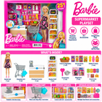 Barbie Supermarket Grocery Shopping Playset with Doll, Shopping Cart & 25+ Accessories | 3+ Years