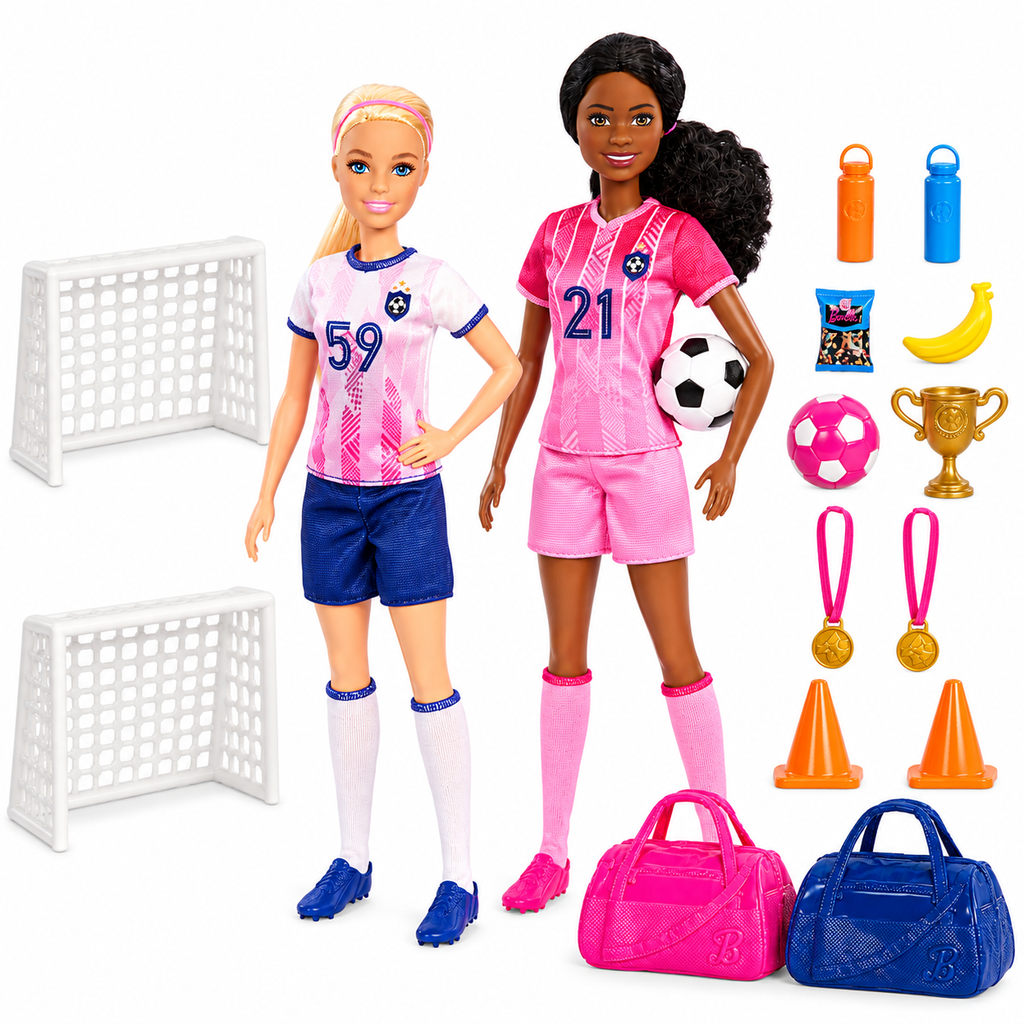 Barbie Soccer Coach & Player Doll Set | Sports-Themed Pretend Play Set for Kids 3+ Years