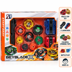 Beyblade X Starter Dash Spinning Battle Top Set with 8 Assorted Tops, 2 Launchers & Accessories for Kids Ages 6+