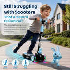 R for Rabbit Road Runner Bunny 3-Wheel Kick Scooter for Kids with PU LED Wheels, Adjustable Height & Foldable Design – Black Blue