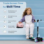 R for Rabbit Road Runner Bunny 3-Wheel Kick Scooter for Kids with PU LED Wheels, Adjustable Height & Foldable Design – Black Blue