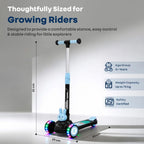 R for Rabbit Road Runner Bunny 3-Wheel Kick Scooter for Kids with PU LED Wheels, Adjustable Height & Foldable Design – Black Blue