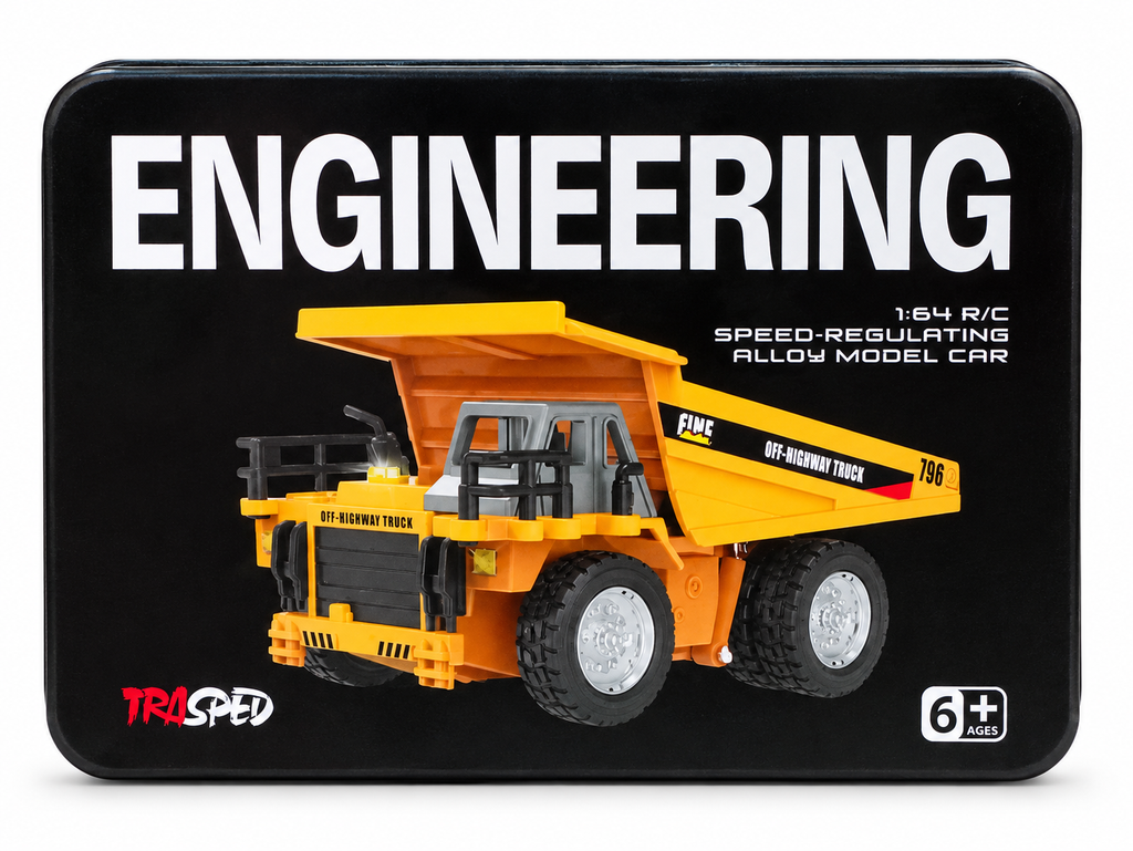 Engineering 1:64 Scale RC Alloy Dump Truck for Kids | Speed-Regulating Remote Control Construction Vehicle