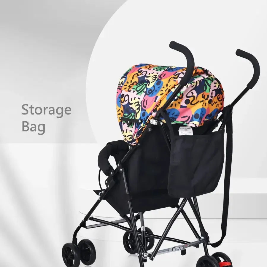 R for Rabbit Pixie Buggy Stroller Easy to Fold and Store, UV Sun Protection Canopy, Rear Brakes, Storage Bag - Black Multi