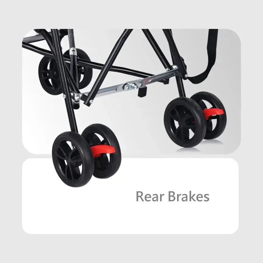 R for Rabbit Pixie Buggy Stroller Easy to Fold and Store, UV Sun Protection Canopy, Rear Brakes, Storage Bag - Black Multi