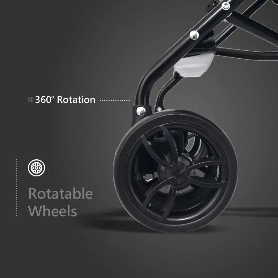R for Rabbit Pixie Buggy Stroller Easy to Fold and Store, UV Sun Protection Canopy, Rear Brakes, Storage Bag - Black Multi