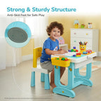 R for Rabbit Little Genius Learner 4-in-1 Multifunctional Study Table & Chair Set for Kids – Blue Multi