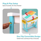 R for Rabbit Little Genius Learner 4-in-1 Multifunctional Study Table & Chair Set for Kids – Blue Multi