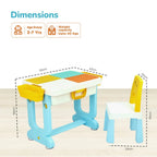 R for Rabbit Little Genius Learner 4-in-1 Multifunctional Study Table & Chair Set for Kids – Blue Multi