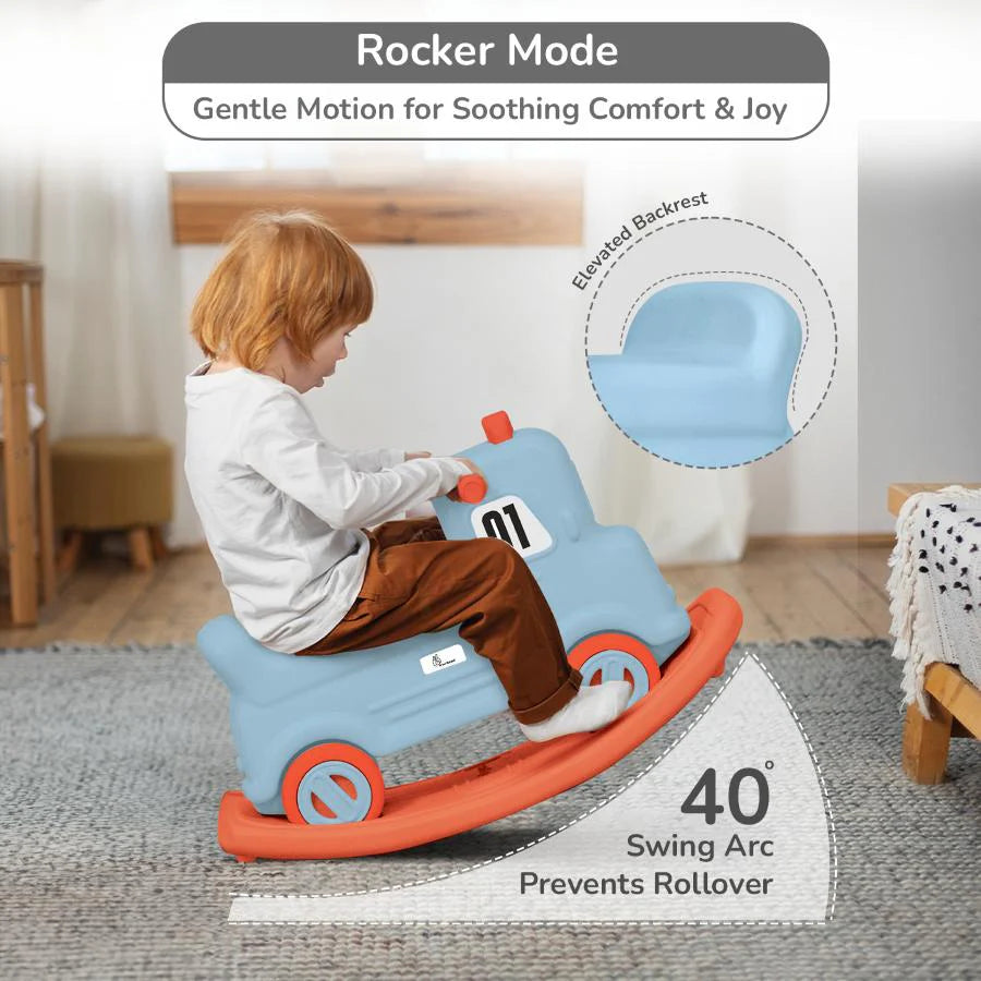R For Rabbit Rock N Ride 3-in-1 Balance Board, Ride On & Rocker Blue Orange