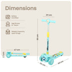 R for Rabbit Road Runner Neo Kids Scooter with LED PU Wheels, Music, Gravity Steering, 4-Level Height Adjustment Blue Yellow