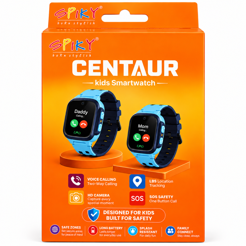 Spiky Centaur Kids Smartwatch | Voice Calling, LBS Tracking & SOS Blue