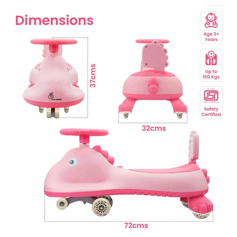 R for Rabbit Iya Iya Dino Swing Car Pink For Kids