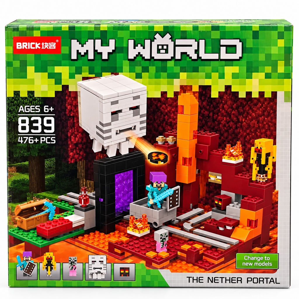 MY WORLD Nether Portal Building Blocks Set 476+ Pieces Ages 6+ Years