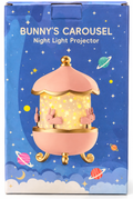 Bunny's Carousel Night Light Projector | Cute Rabbit Carousel Bedside Lamp with Starry Sky Design for Kids & Nursery Room