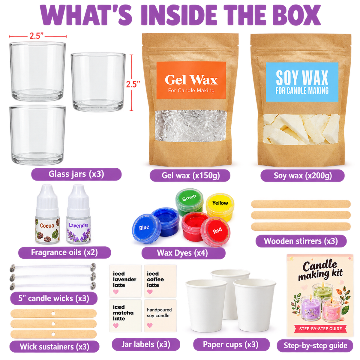 Kalakaram Latte Candle Making Kit – DIY Soy Wax Craft Set with 3 Glasses | Ages 9+