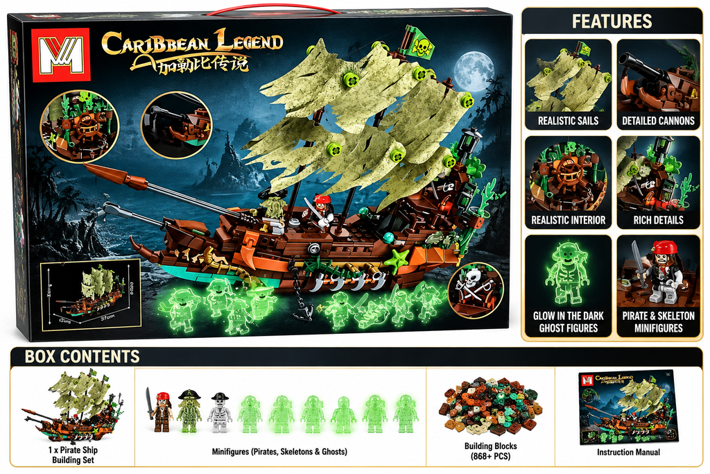 Caribbean Legend Ghost Pirate Ship Building Blocks Set – 6+ Years