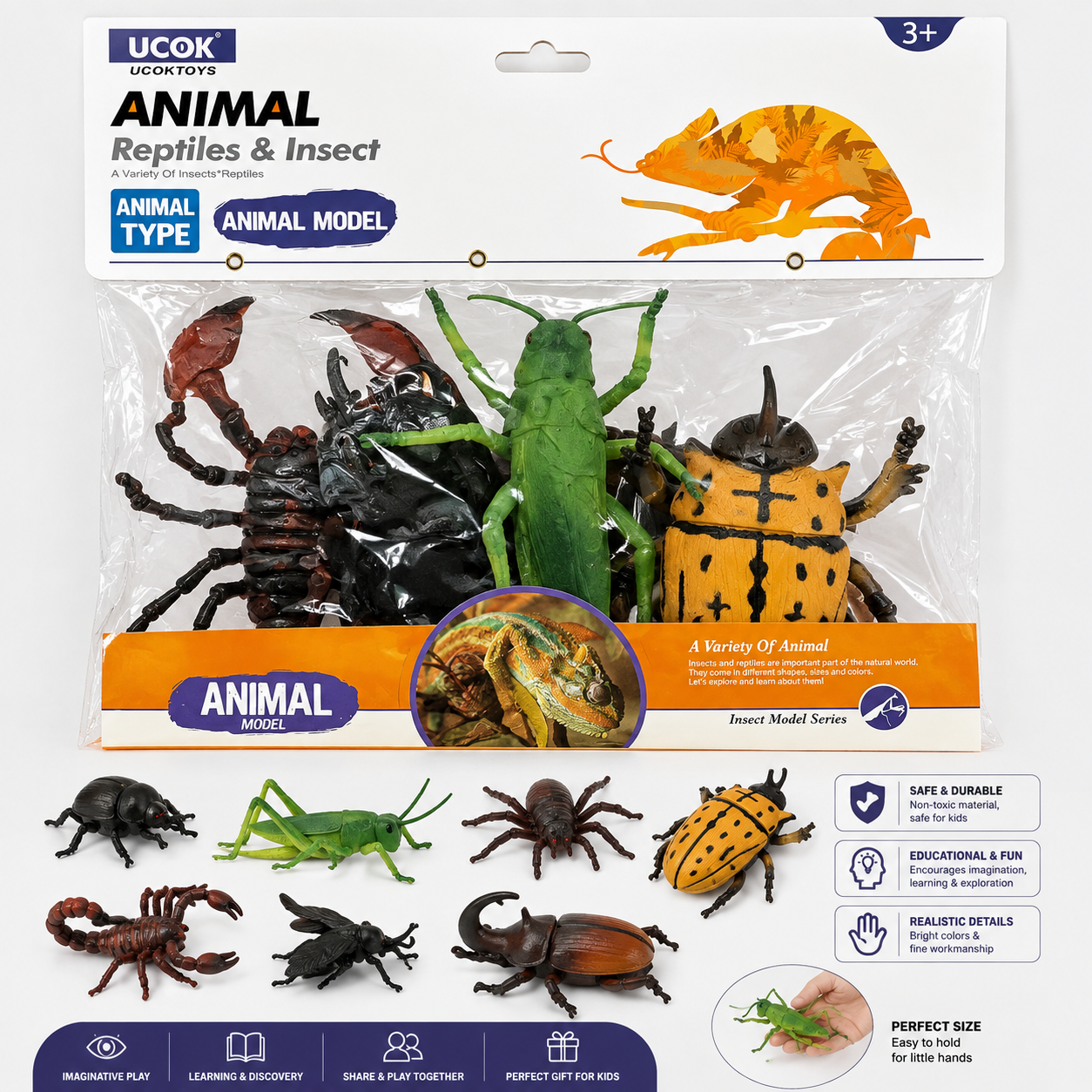 Animal Reptiles & Insect Toy Set – Assorted Insect Model Figures, Bug & Reptile