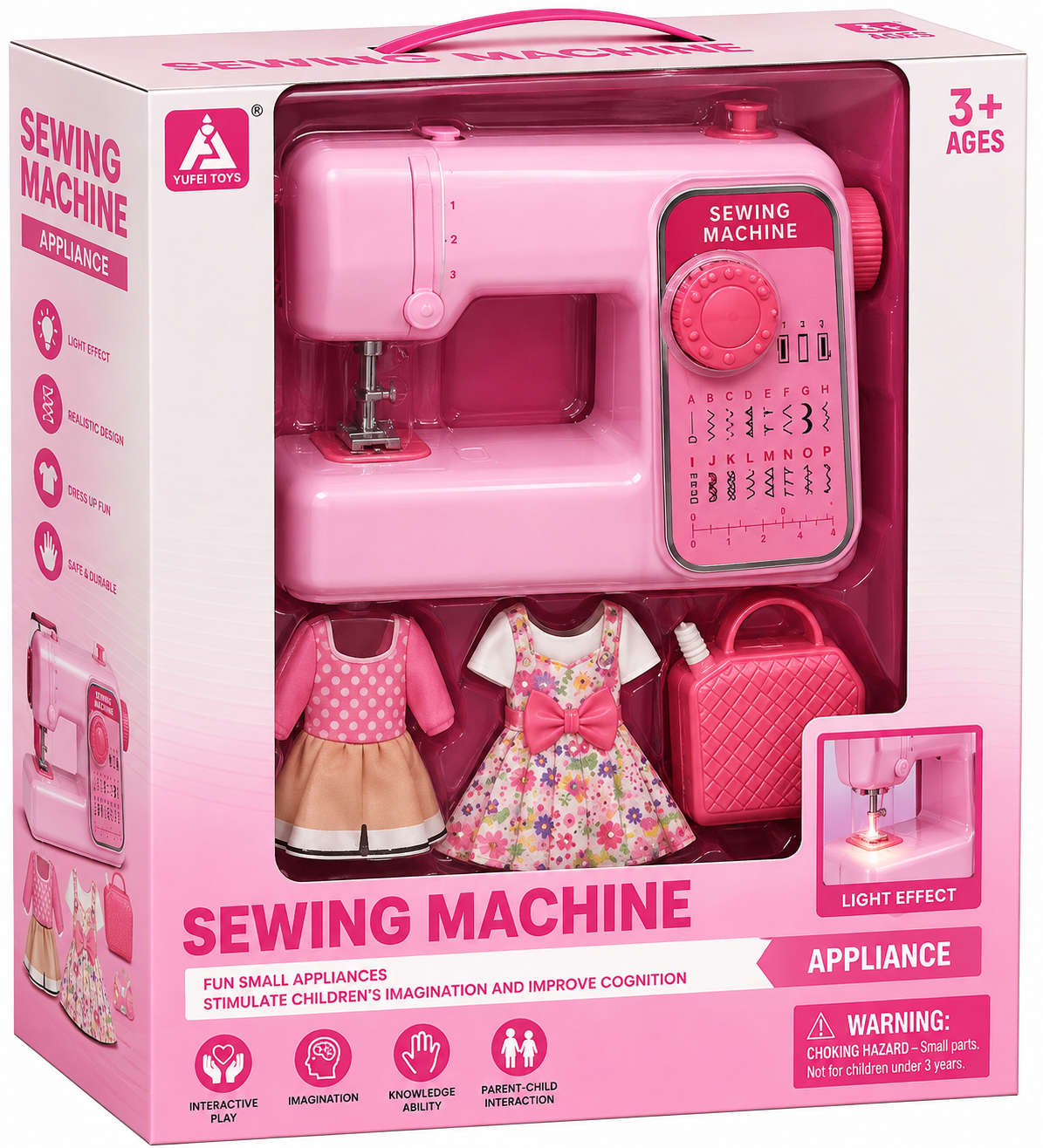 Kids Sewing Machine Toy Set with Light Effect & Dress-Up Accessories – Pretend Play Sewing Machine