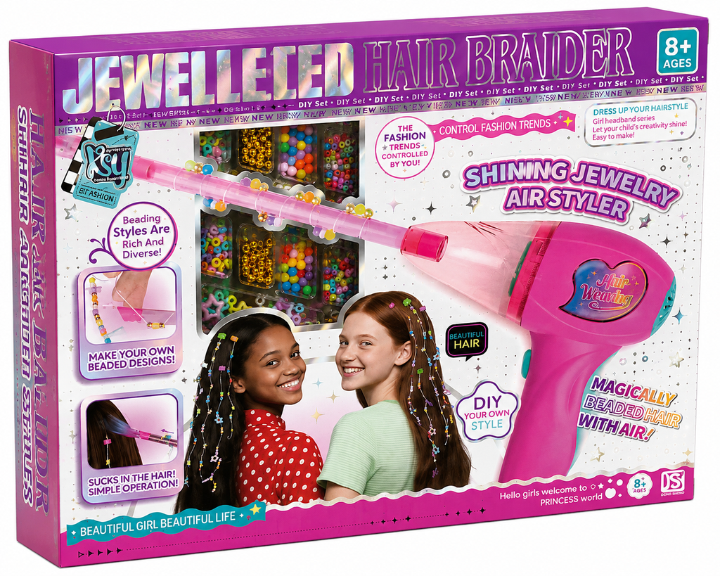 Jewelled Hair Braider Shining Jewelry Air Styler DIY Hair Styling Set for Kids