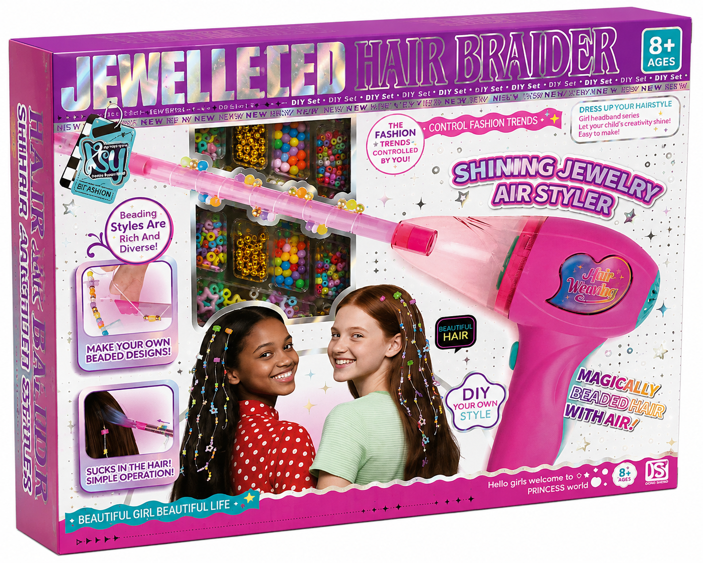Jewelled Hair Braider Shining Jewelry Air Styler DIY Hair Styling Set for Kids