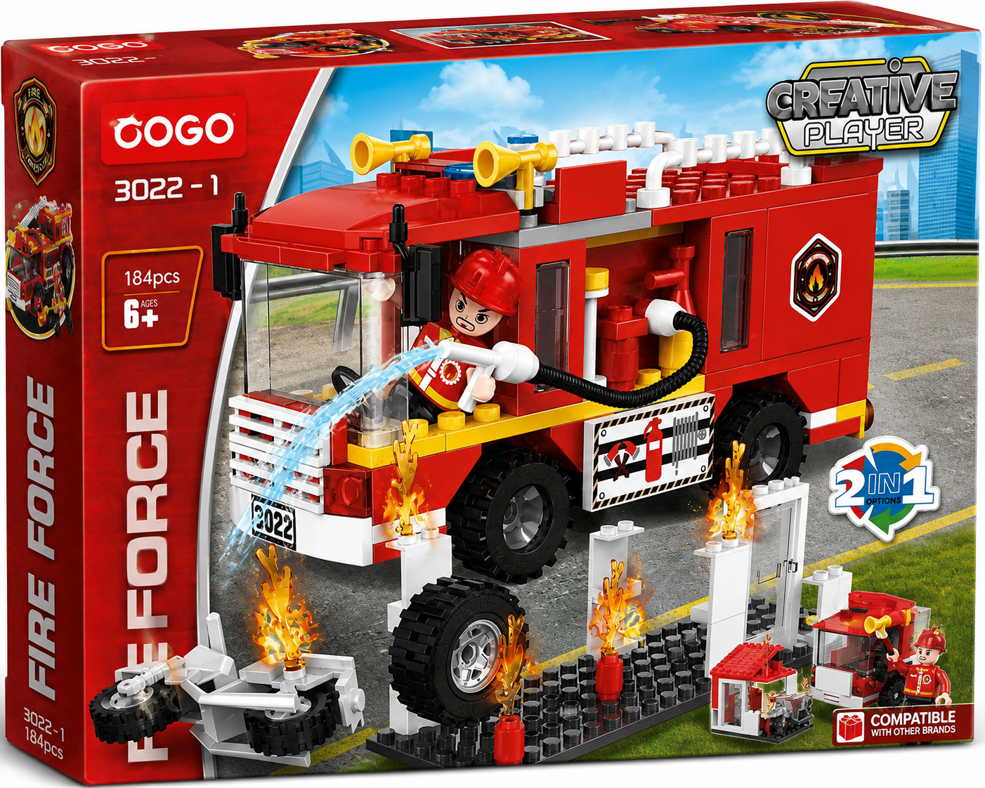 COGO Fire Rescue Truck Building Blocks Set – 184 Pieces, 2-in-1 Creative Construction Toy
