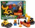 Construction Building Blocks Set with Excavator & Road Roller Vehicles Kids Construction Toy Set