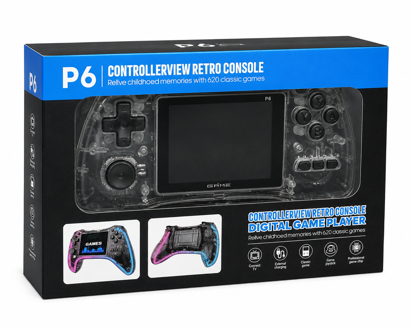 P6 Retro Game Console with 620 Classic Games & TV Support