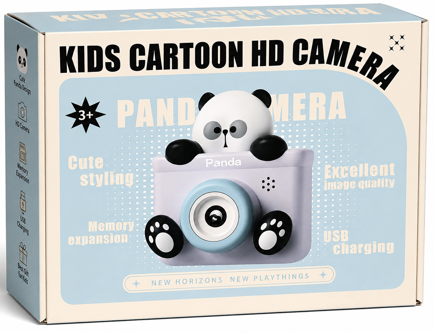 Kids Cartoon HD Digital Camera – Cute Panda Camera with USB Charging Assorted Color