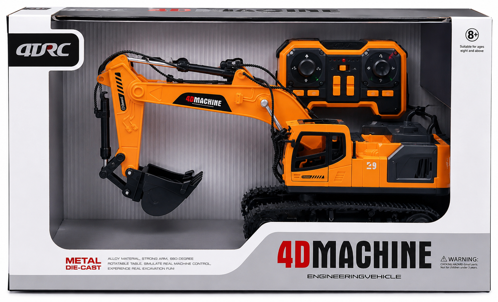 Remote Control 4D Machine Metal Die-Cast RC Excavator Construction Vehicle