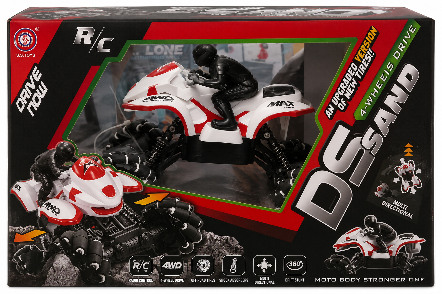 Remote Control Drift Stunt Motorcycle 4-Wheel Drive Multi-Directional Bike