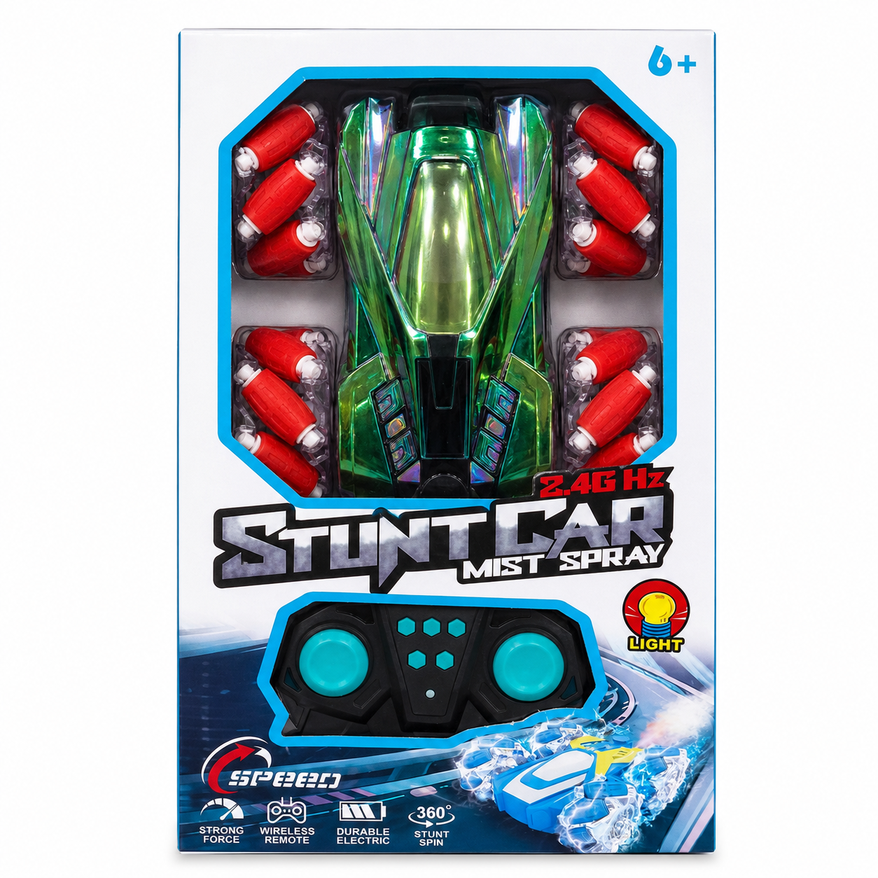Rainbow Toys 2.4GHz Remote Control 360° Stunt Car with Mist Spray & Lights