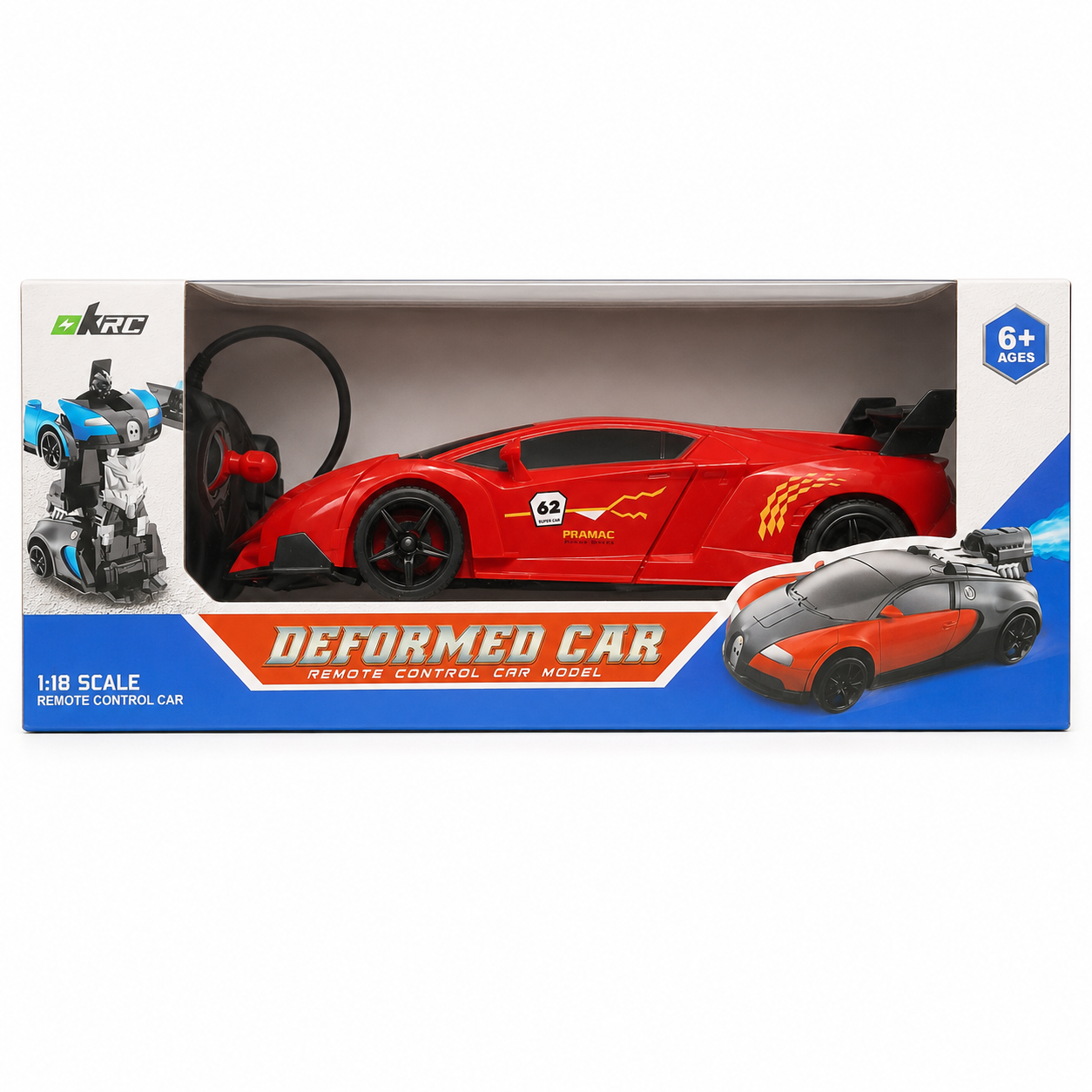 Rainbow Toys 1:18 Remote Control Transforming Robot Sports Car for Kids